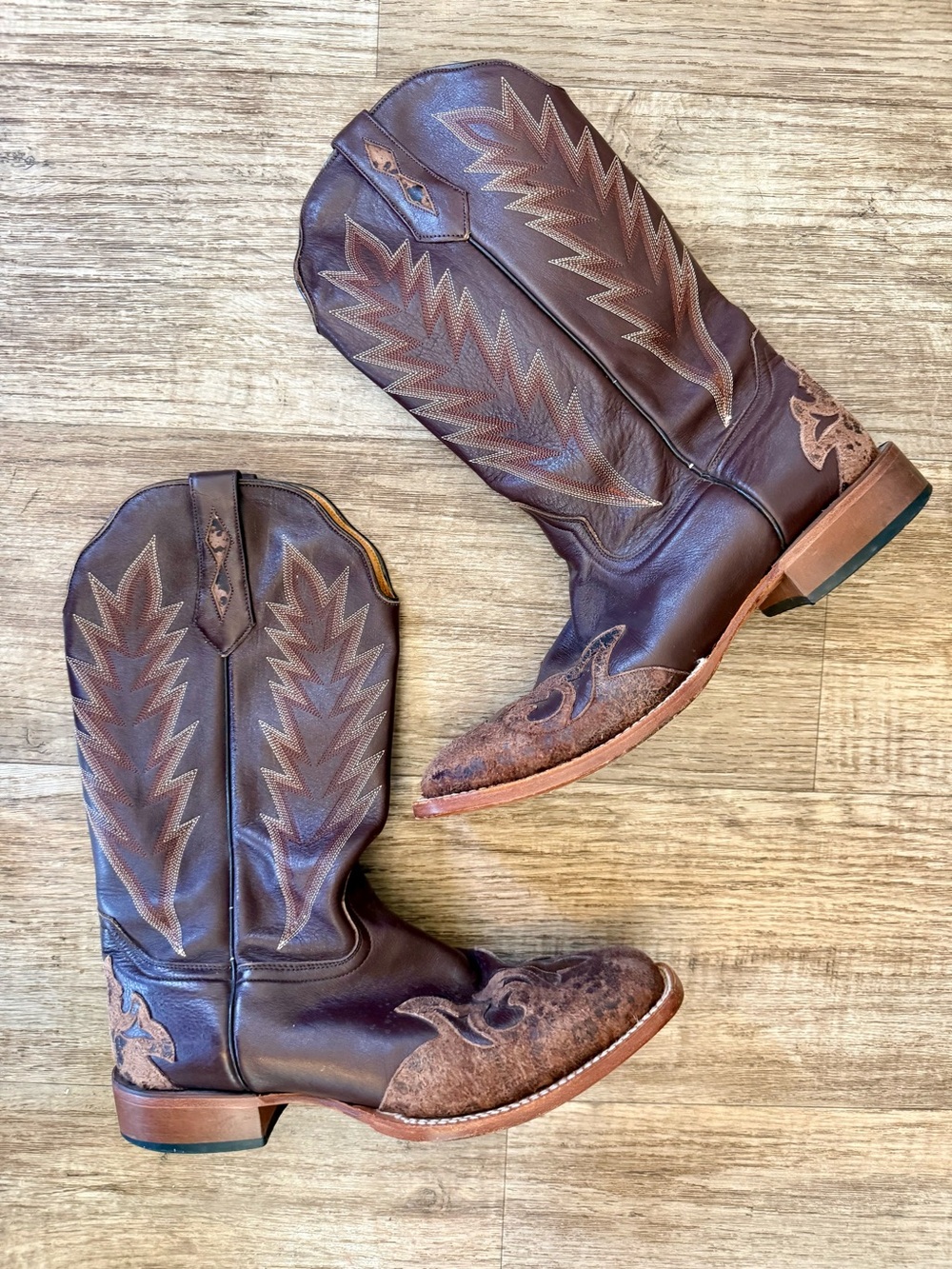 Johnny Ringo Crazy Horse Cafe Boot Western Brown Leather Cowboy Boots Square toe
